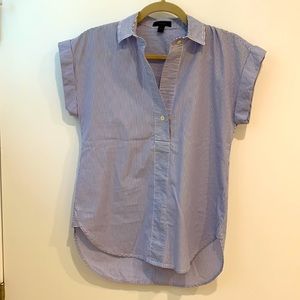 J Crew Blue and White Striped Popover Shirt